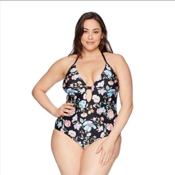 Kenneth Cole Reaction Swimsuit Floral Multicolored Print Padded Size 3X - Picture 2 of 16